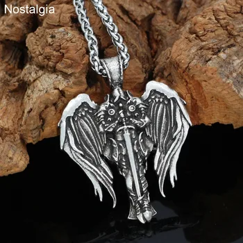 

Nostalgia Diablo Archangel Protection Irish Cross Pendant Angel Wings Necklace Wicca Pagan Talisman Viking Jewelry