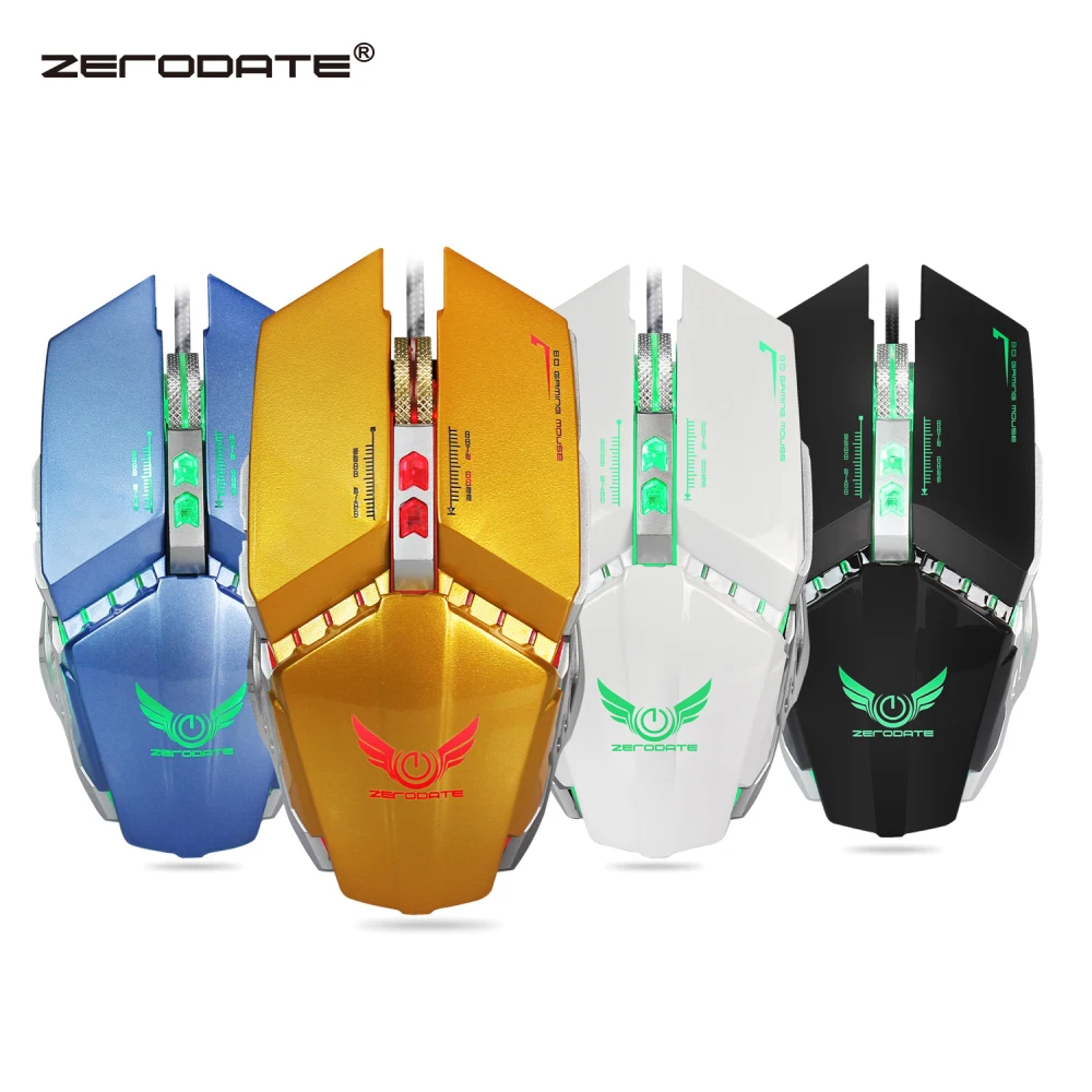 

ZERODATE Wired Gaming Mouse 8 Macro Programmable Buttons Adjustable 3200DPI with Respiration LED Light Mouse PC Laptop