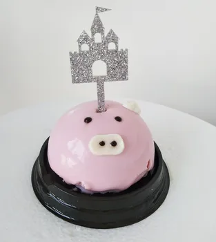 

MEYA Acrylic Silver Glitter Princess Castle Cupcake Toppers, Set of 8 ,Cupcake Topper decoration