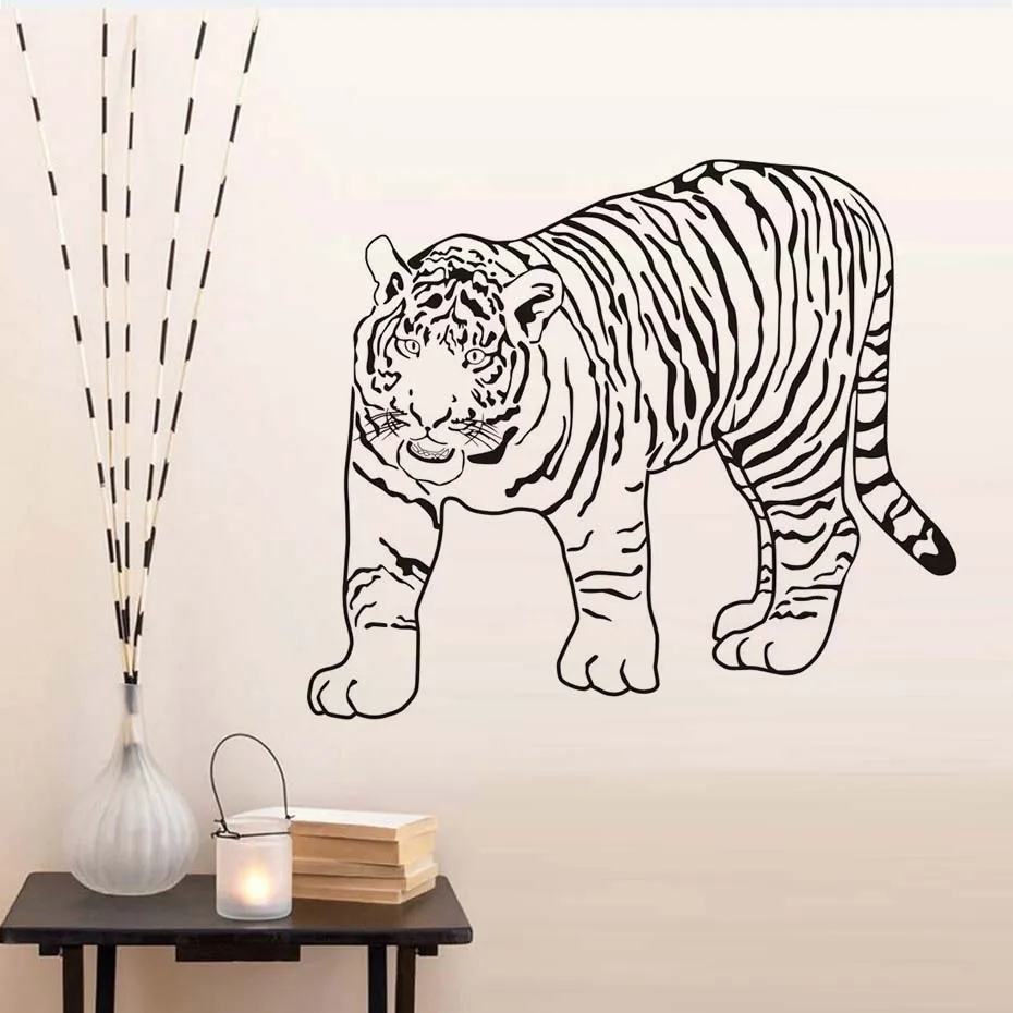 DCTOP Walking Tiger Wall Stickers For Modern Living Room Decoration