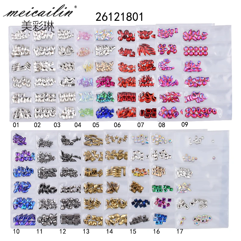 新 60 個のマルチサイズクリスタルガラスカラフルなネイルストーン宝石 DIY 混合形状ゴールドピンクネイルアートラインストーン 3D 装飾セット