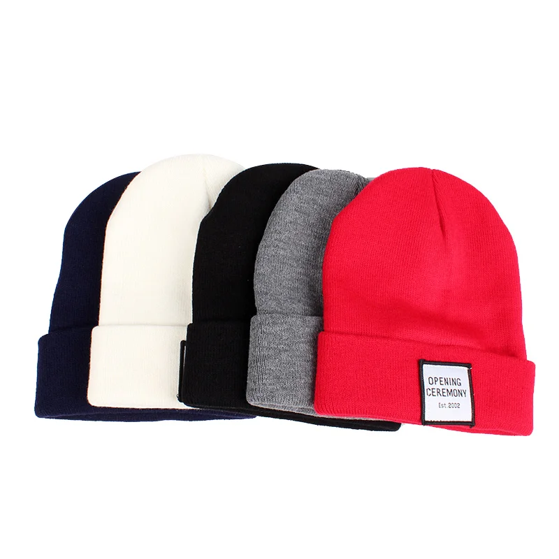 Knitted Cotton Women Beanie Hats Fashion OPENING CEREMONY Women Hats Autumn Winter Warm Female Hat Letter Hip Hop Women Skullies (11)