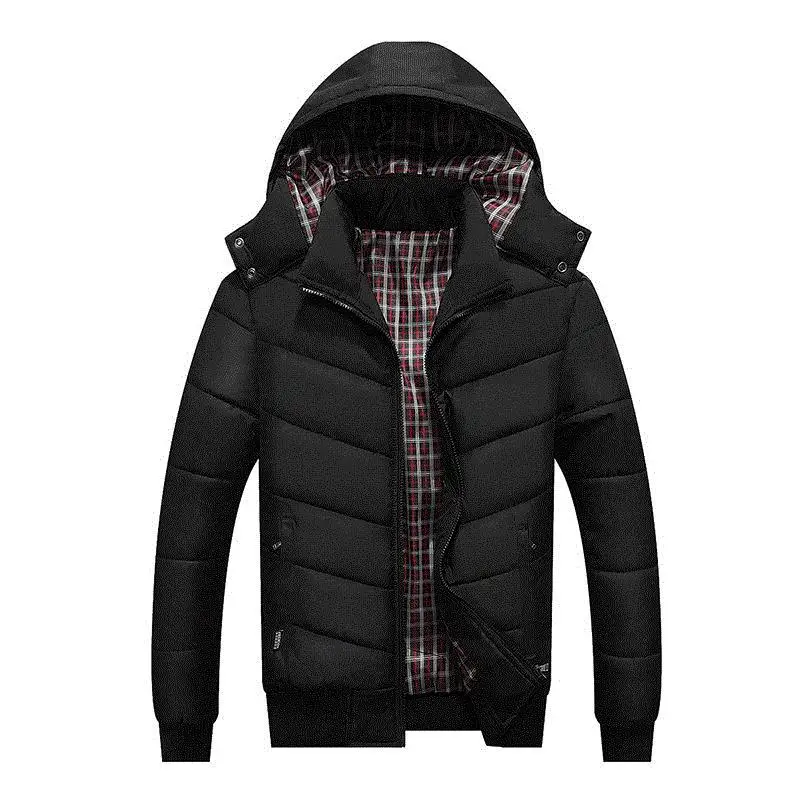 Новинка, брендовая зимняя теплая куртка для мужчин, пальто с капюшоном, повседневное мужское плотное пальто, мужская приталенная Повседневная хлопковая стеганая верхняя одежда