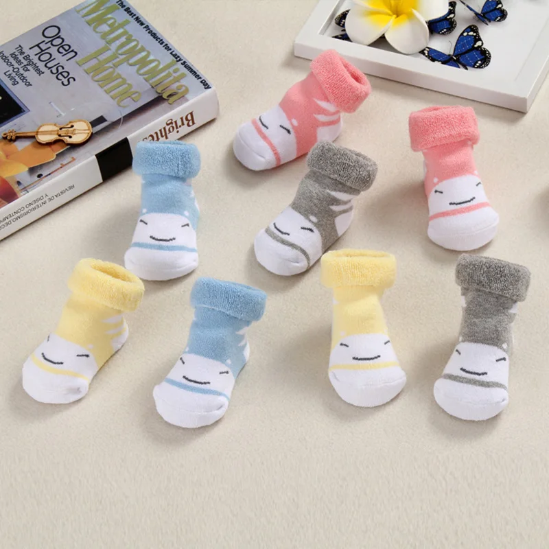 4 Pcs Thick Winter Baby Socks For Boys Girls Cotton Warm Infant Socks Bow Bear Newborn Baby Socks Cute New Baby Boys Clothing (17)