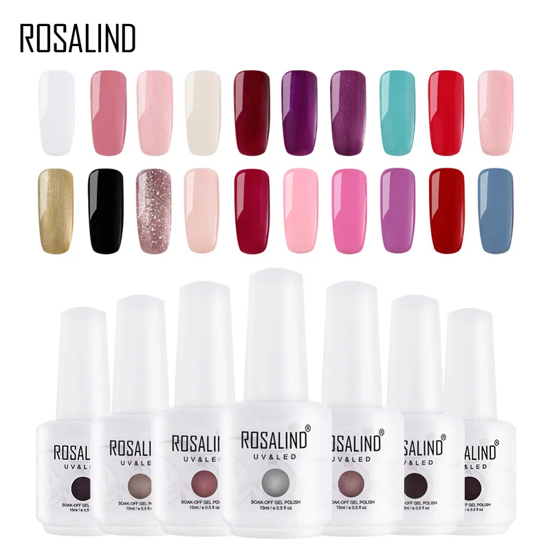 

ROSALIND Nail Gel Polish 15ML Big White Bottle Hybrid Varnish Semi Permanent Nail Art For Nails Shimmer
