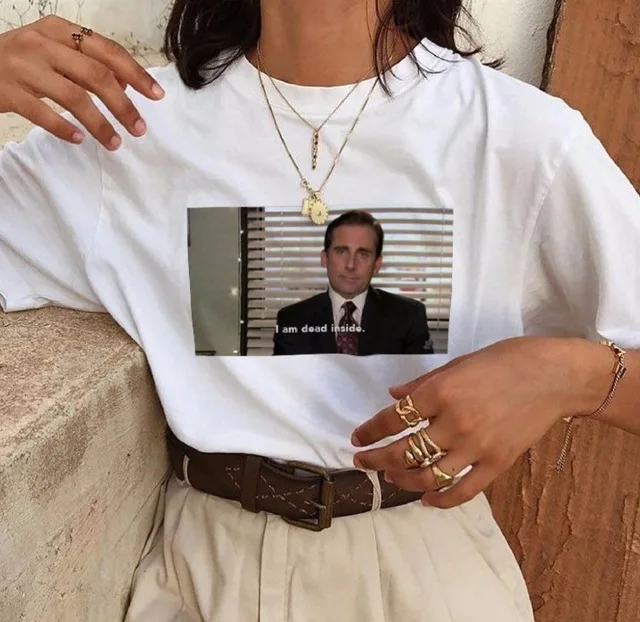 2019 модная футболка женская Офис Майкл Скотт я мертвый внутри цитаты забавная Футболка Летний Топ женский письмо футболка футболки