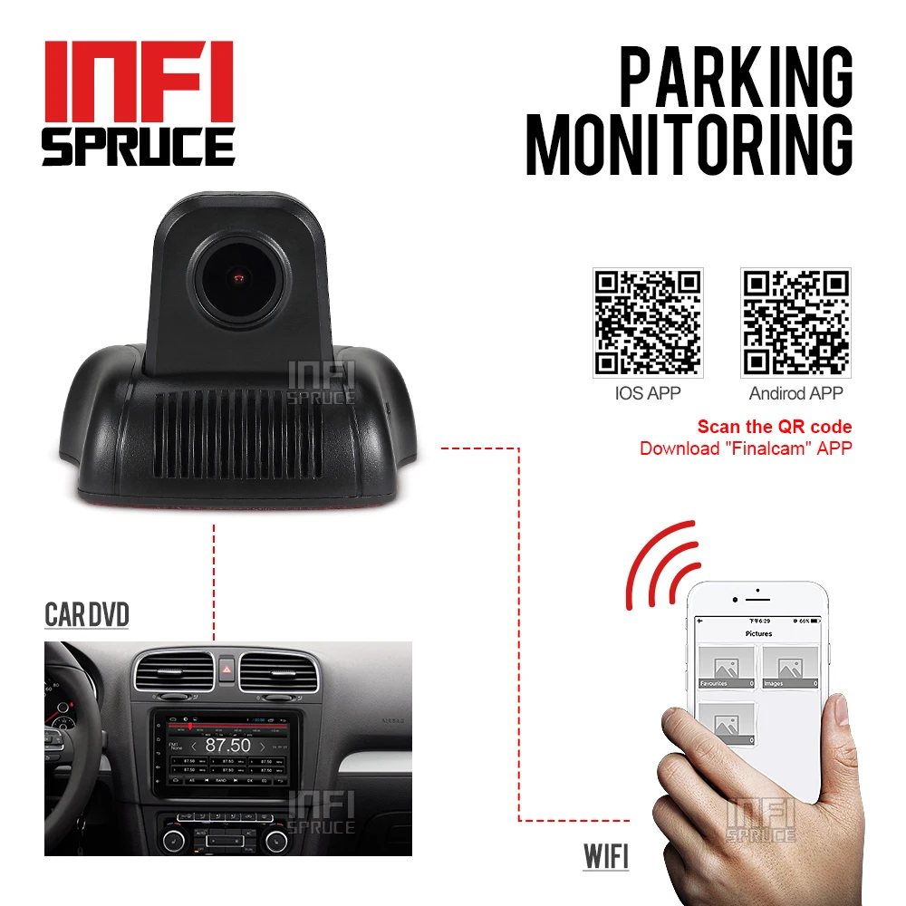 Infispruce 1080 P Автомобильный Wifi видеорегистратор универсальная установка dush cam