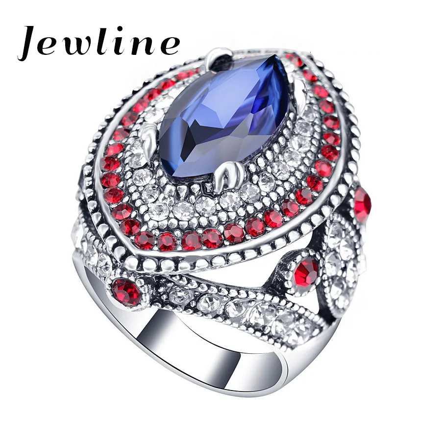 jewline 2017 vintage big wedding rings for women jewelry fashion silver mosaic green crystal rings - Big Wedding Ring jewline 2017 vintage big wedding rings for women jewelry fashion silver mosaic green crystal rings - Big Wedding Ring