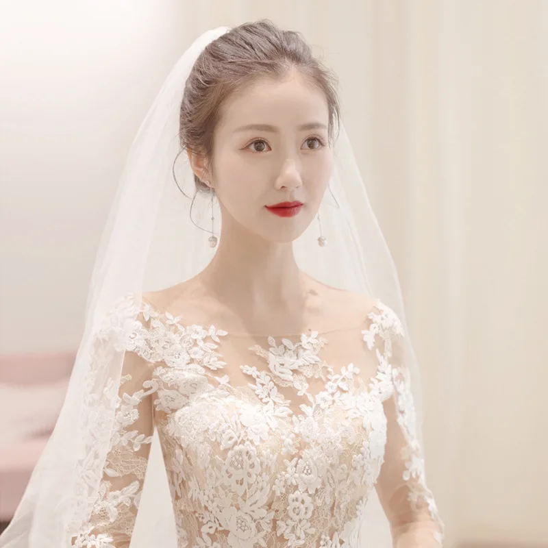 

Luxury Fairy Long Sleeve Tulle Mariage Lace Ball Gowns Wedding Dresses Long Train Vestido De Noiva Custom-made Plus Size Wedding