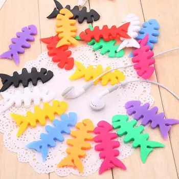 

New Useful Silicone Fish Bone Headphone Cord Wire Cable Organizer Holder Wrap Storage Holders & Racks Winder Protector Wire Cord