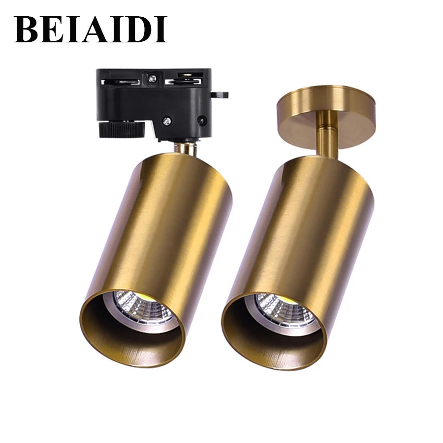 

BEIAIDI Retro Bronze Surface Mounted LED Downlight 10W Rotating LED Ceiling Track Spotlight Restaurant Exhibition Rail Spot Lamp