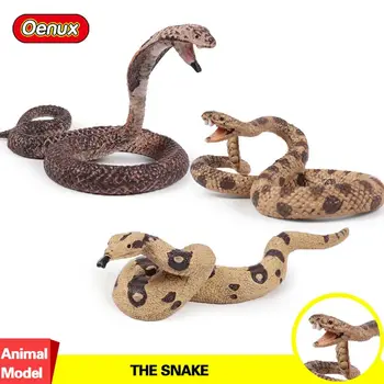 

Oenux 3pcs/set Poikilotherm Animal Snake Action Figure Lifelike Rattlesnake Python CoBra Snake Model Collection Toy For Kid Gift