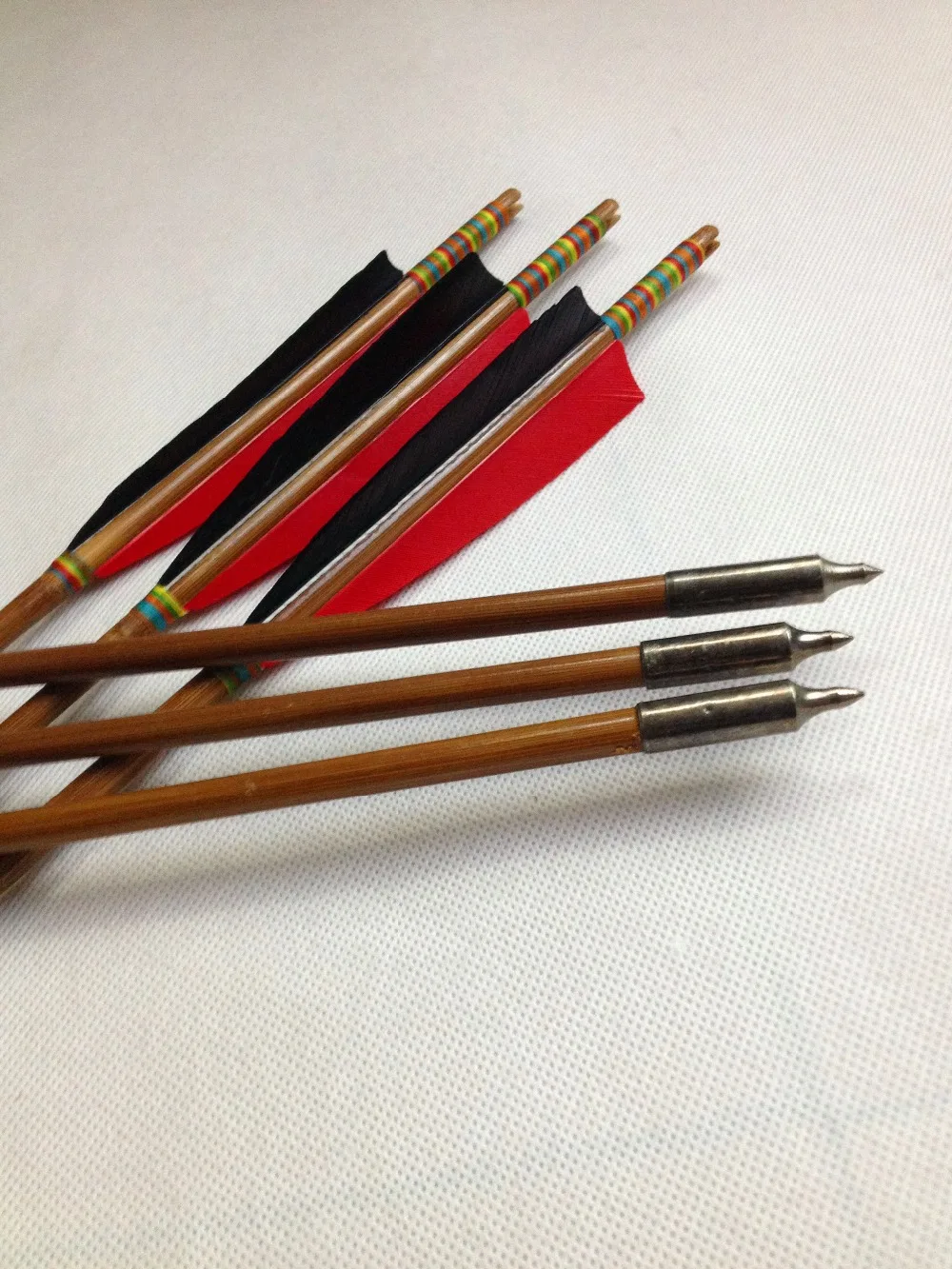12PK archery arrow bamboo black and red feather outdoor archery target