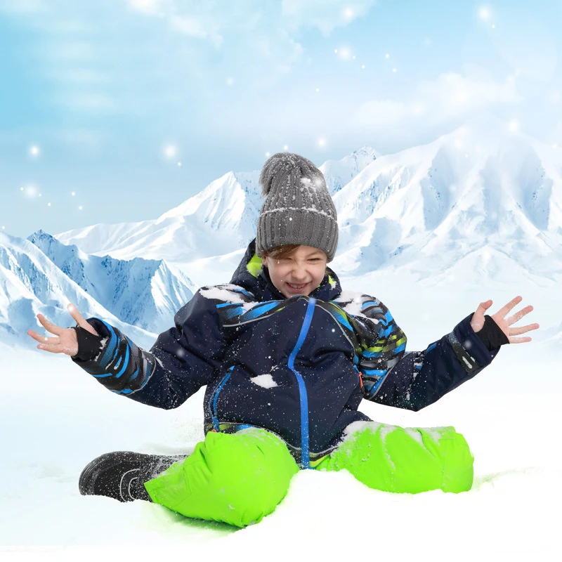 الصبي بدلة تزلج الشتاء الرياضة في الهواء الطلق على الجليد للماء سترة + الثلوج السراويل الأطفال التزلج مجموعة مقنعين الدافئة و Windproof الصبي بدلة تزلج الشتاء الرياضة في الهواء الطلق على الجليد للماء سترة + الثلوج السراويل الأطفال التزلج مجموعة مقنعين الدافئة و Windproof