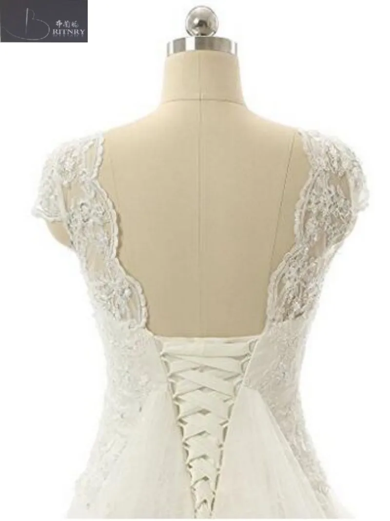 modest-bridal-gowns-small-v-neck-capped-short-sleeves-a-line-chapel-wedding-dresses-china (4)