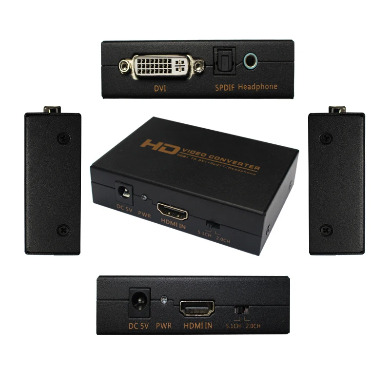 HDMI to DVI Converter Adapter with Optical output and 3.5mm Audio Jack For HDTV Projector PS4 TV BOX