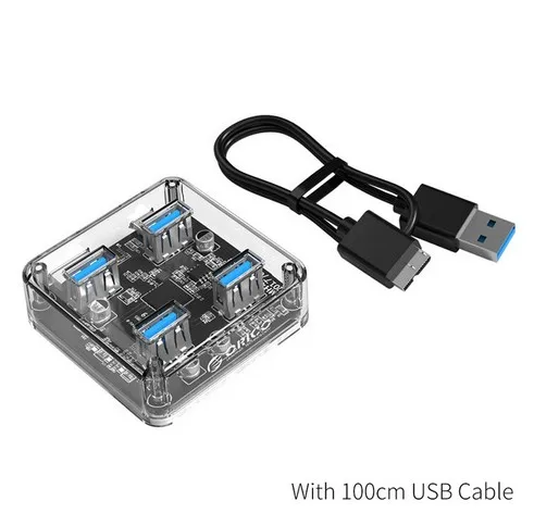 100cm ORICO mh4u 4 Порты USB3.0 прозрачный Desktop концентратор с резиновой противоскользящей Pad reserced внешний Питание - Цвет: 100cm