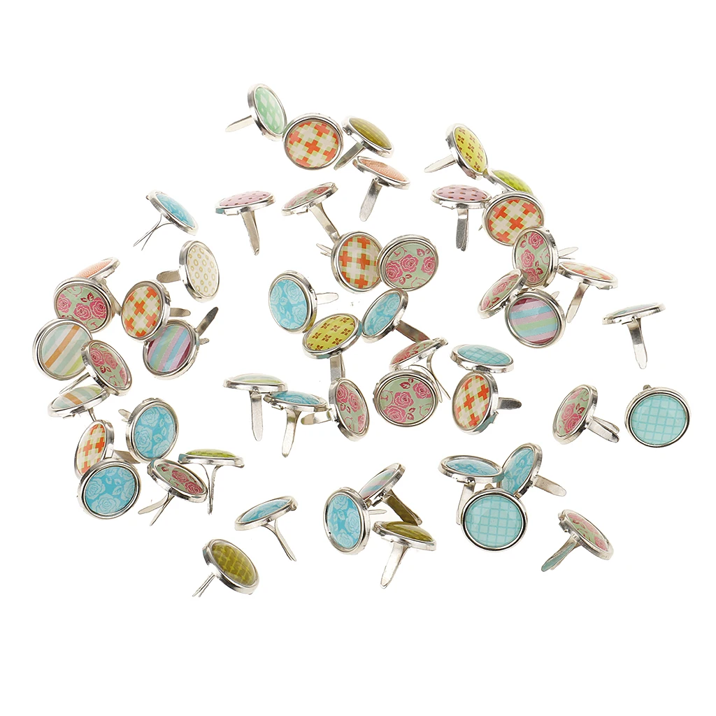 50pcs Paper Fasteners for Scrapbooking Embellishment DIY Crafts Supplies Decor, 12mm Circular Brads