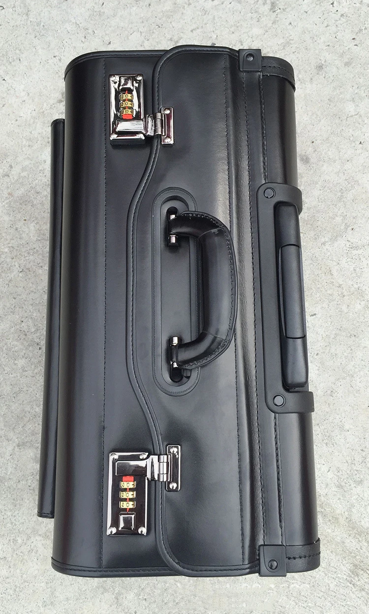 MAHEU Кожаный Дорожный чемодан с колесами 19 дюймов кожаный дорожный костюм Чехол черный цвет чехол на колесиках