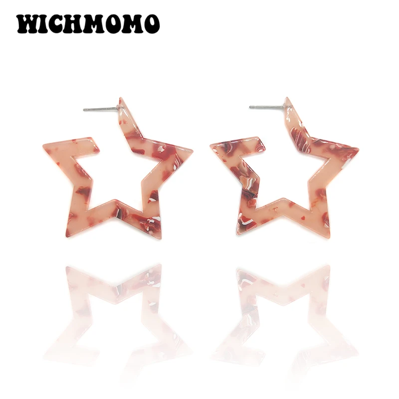 

2019 New 48mm 1 Pair High Quality Acetic Acid Resin Acrylic Star Smooth Earring Base Connectors for DIY Earring Accessories