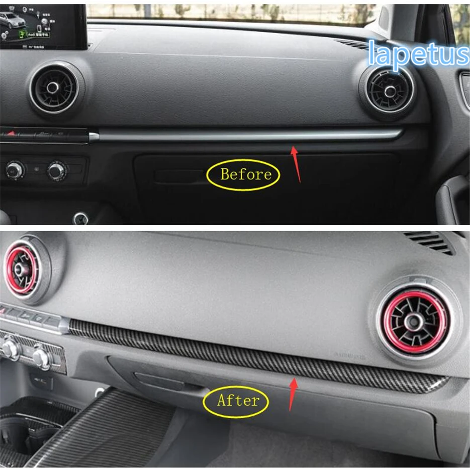 

Lapetus Middle Control Instrument Strip Decoration Frame Cover Trim 3 Pcs ABS Fit For Audi A3 V8 2014 - 2019 Carbon Fiber Look