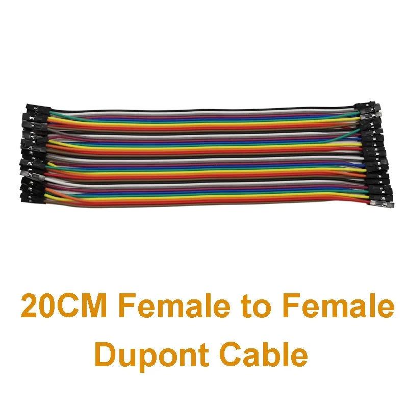 

40pcs In Row 20cm 1p-1p Female to Female Jumper Wire Dupont Cable For Arduino Two Terminal Transposon Rainbow Cable