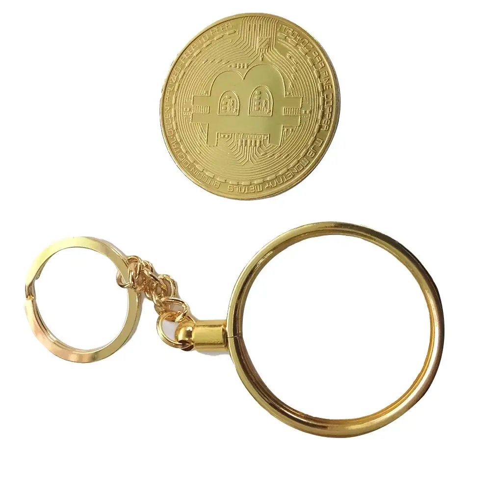 Removable Gold Plated DIY Bitcoin Keychain BTC Coin Art Collection Commemorative Coin Bitcoin Litecoin Ether Gift