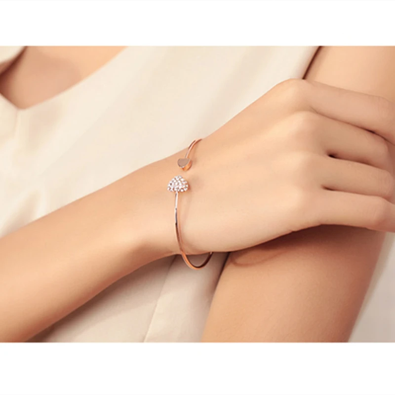 Bracelet Jewelry Fashion Jewelry Gold Color Heart Cuff Bracelets & Bangles For Women Gift Twisted Weaving Bow Charm Crystal Bracelets Adjustable bracelet jewelry