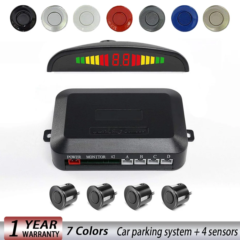 

Car Auto Led Parking Sensor Parktronic Display 4 Sensors Reverse Backup Assistance Radar Detector Light Heart Monitor System