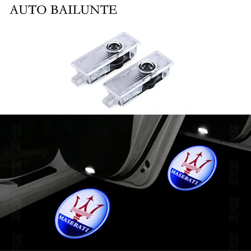 2x Car LED Door Logo Light Ghost Shadow Laser Projector Warning Lamp For Maserati Quattroporte