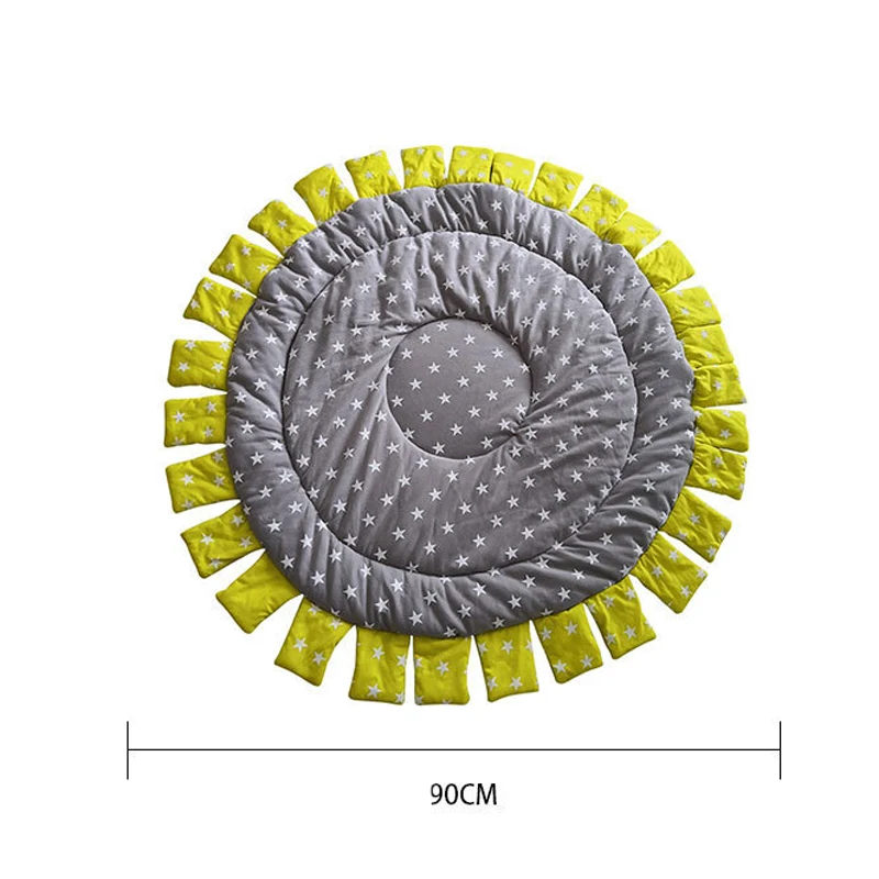 Игровой коврик с подсолнухами, коврик для новорожденных, хлопковый детский коврик, игровой коврик, декор для комнаты, круглые игровые коврики, игрушки для детей, 90 см