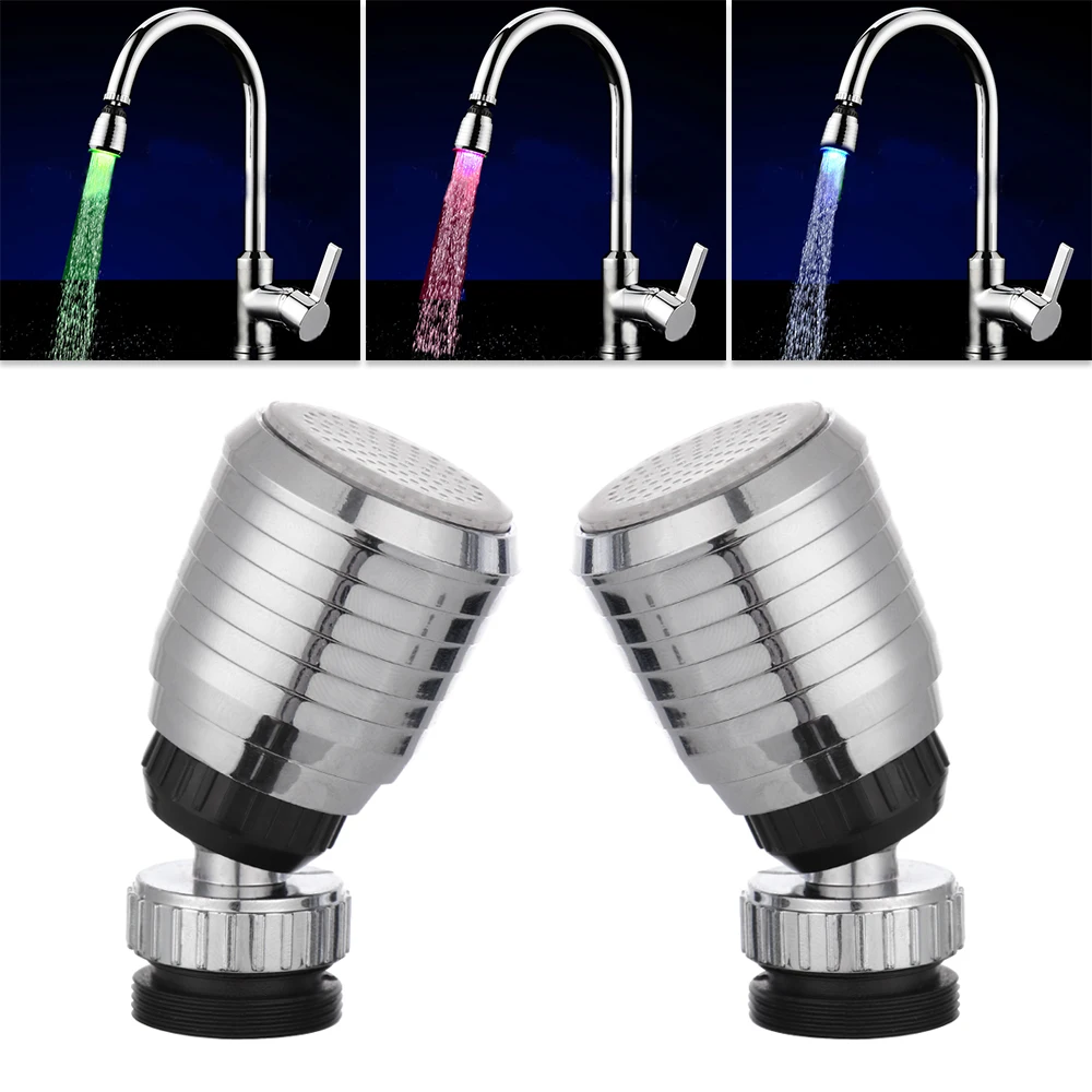 

1PC Color Changing Glow LED Faucet Temperature Sensor Light RGB 3 Color Change Water Tap Bathroom Kitchen Accessories