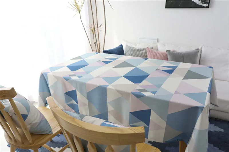  Waterproof Rectangle Dining Table Cloth Black Blue Geometric Table Cover for Wedding Party Kitchen 