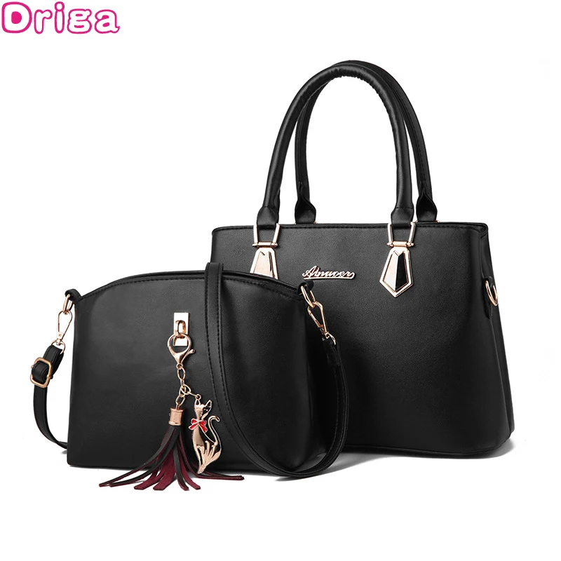 

DRIGA Women's 2 PCS/Set luxury handbag Fashion Casual Tote bags for Women 2018 PU Leather Top-Handle Shoulder bags Purse Wallet