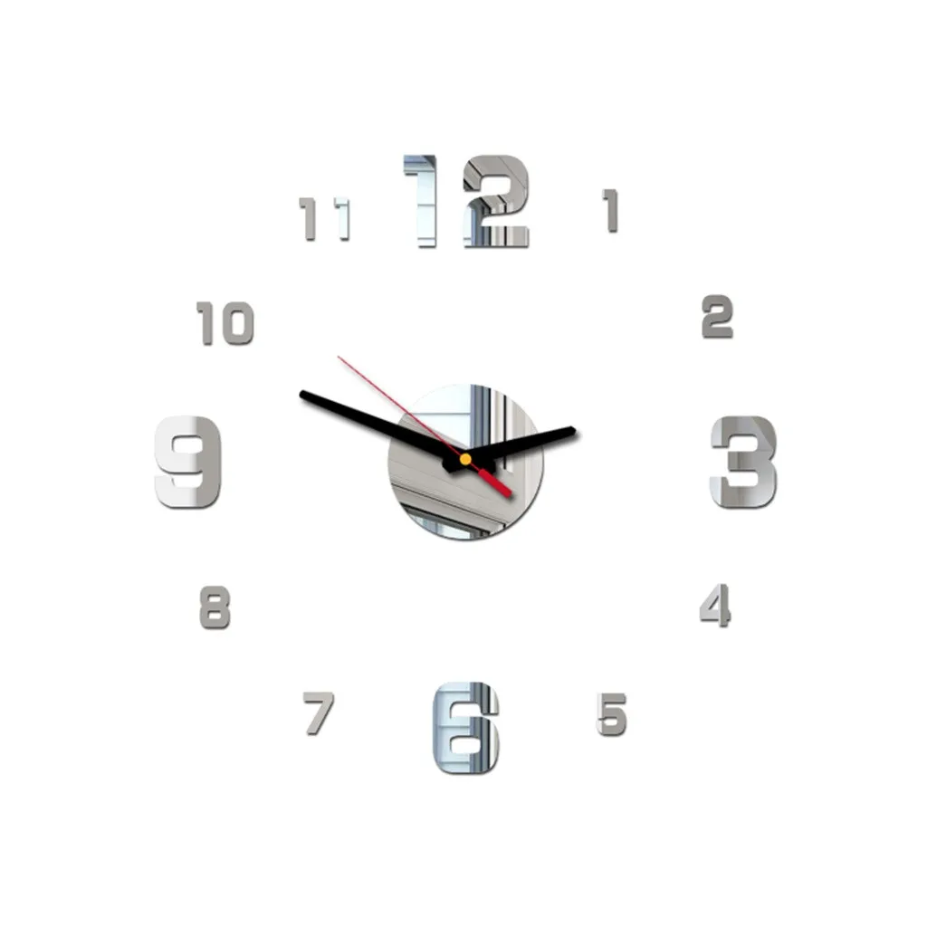 Настенные часы 3D DIY римские цифры Цифровые часы современный дизайн украшения гостиной спальни Muticolor часы стикер MAR4 - Цвет: Silver