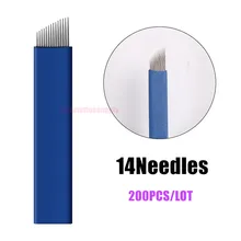 200 шт. постоянный Макияж Руководство татуировки брови конические лезвия 14 Вышивка Крестом Иглы