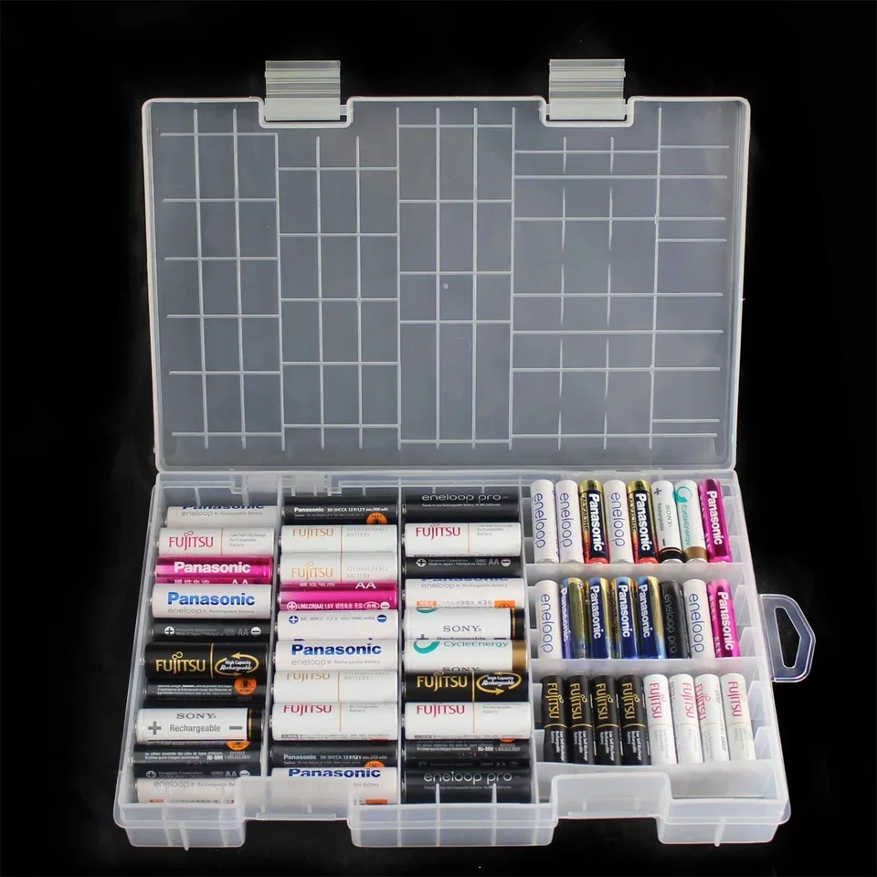 Super volume Transparent Plastic Battery Storage Box for placed 100pcs