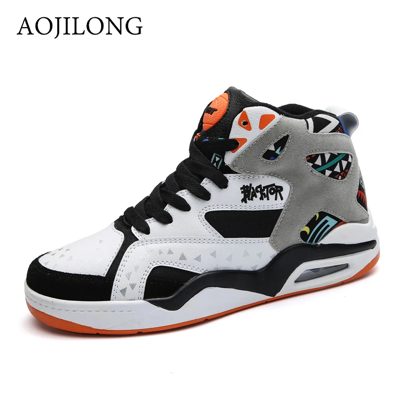 

AOJILONG 2018 New Men's Basketball Shoes Air Sports Sneakers High Top Breathable Trainers Shoes Men Outdoor Running Shoes