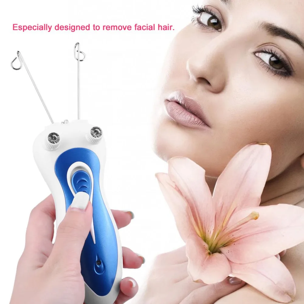 Electric Female Body Face Facial Hair Remover Defeatherer Cotton Thread ...