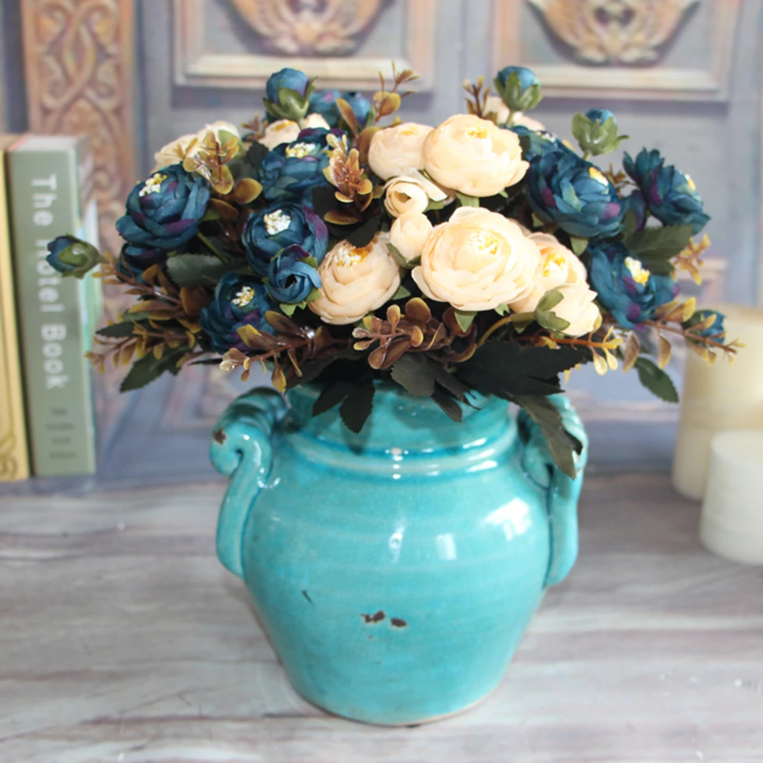 

Vivid 6 Branches Autumn Artificial Fake Peony Flower Home Room Bridal Hydrangea Decor Real Touch