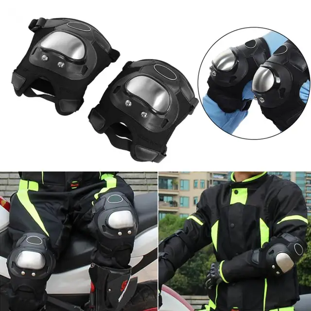 2 Pcs Stainless Steel Motorcycle  ATV Adults Knee Pads Shin Guard Protective Armor Set Sports Protective Gear Motocross New