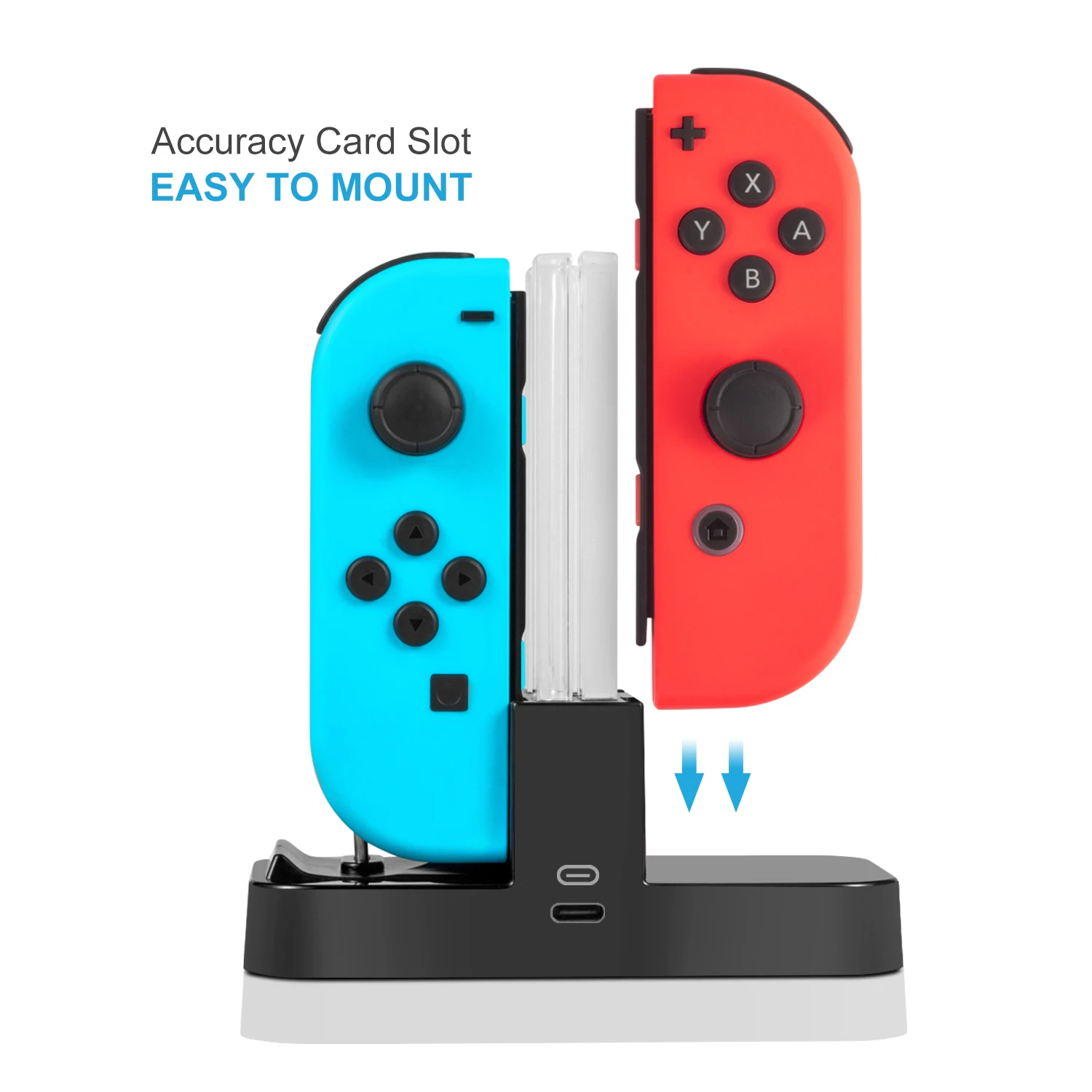 Charging Dock 4 in1 Charger Stand for Nintend Switch Joy-Con/Pro Controller +Additional 6 in 1 Silicone Case&1 USB Type-C Cable