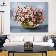 DIY цвета картины по номерам с цветами розовый Бегония композиция Картина Рисунок Живопись по номерам Обрамленный дом