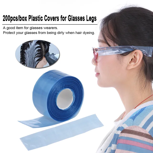 200pcs/box Plastic Disposable Covers for Glasses Legs Slender Bag Salon