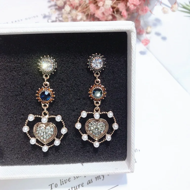 heart vintage royal Court earring 925 silver pin Hypoallergenic fadeless alloy fashion jewelry stud earrings for women girl gift