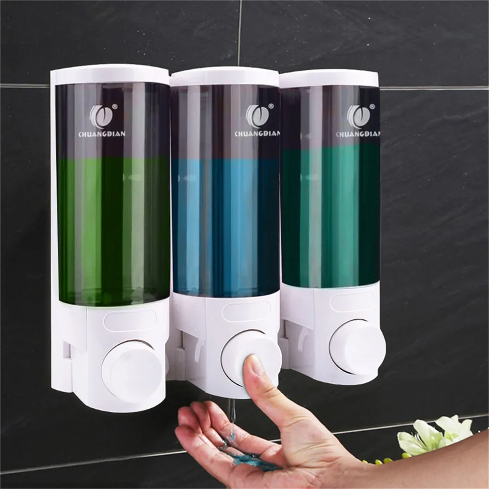 CHUANGDIAN 300ml Wall Mount Pump Lotion Liquid Soap Container Dispenser Triple Soap Dispenser Shampoo Box Home Hotel Bathroom CHUANGDIAN 300ml Wall Mount Pump Lotion Liquid Soap Container Dispenser Triple Soap Dispenser Shampoo Box Home Hotel Bathroom