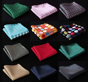 

Polka Dot Men Silk Satin Pocket Square Hanky Jacquard Woven Classic Wedding Party Handkerchief #A2