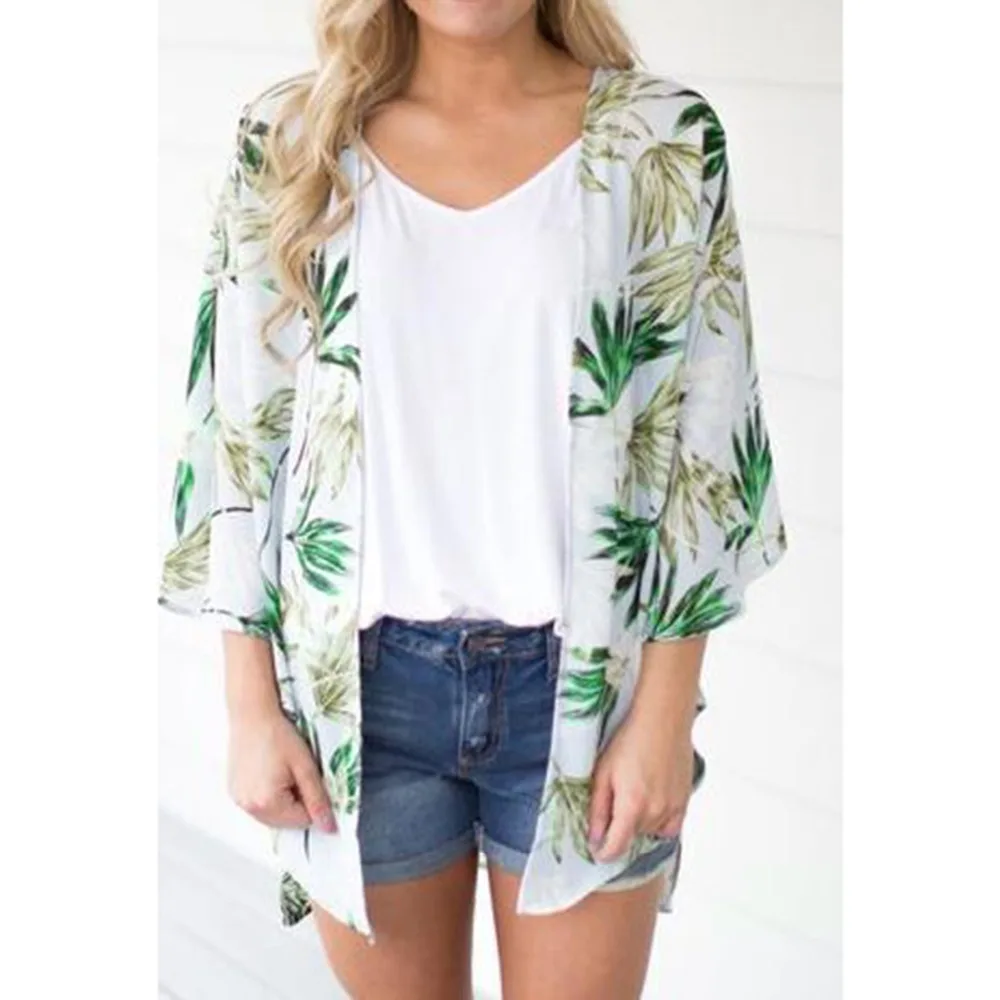 Hot Women Beach Bikini Cover Ups Vintage Leaf Print Loose