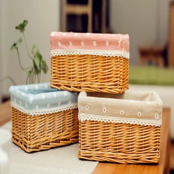 

2017 New handmade wicker weaving Multifunction Stationery/Makeup/Cutlery/ desktop Organizer Sundries boxes storage basket