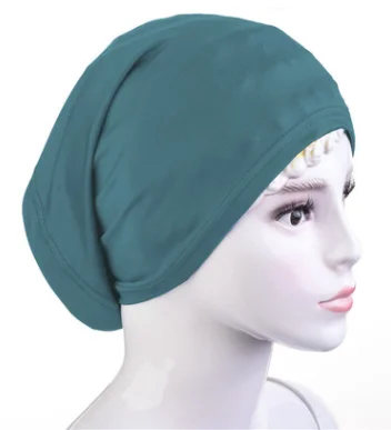 Мусульманский крест шарф Внутренняя Хиджаб шапка исламский головной убор тюрбан головной платок мусульманский шарф головной убор хиджаб для мусульманок - Цвет: Изумрудно-зеленый
